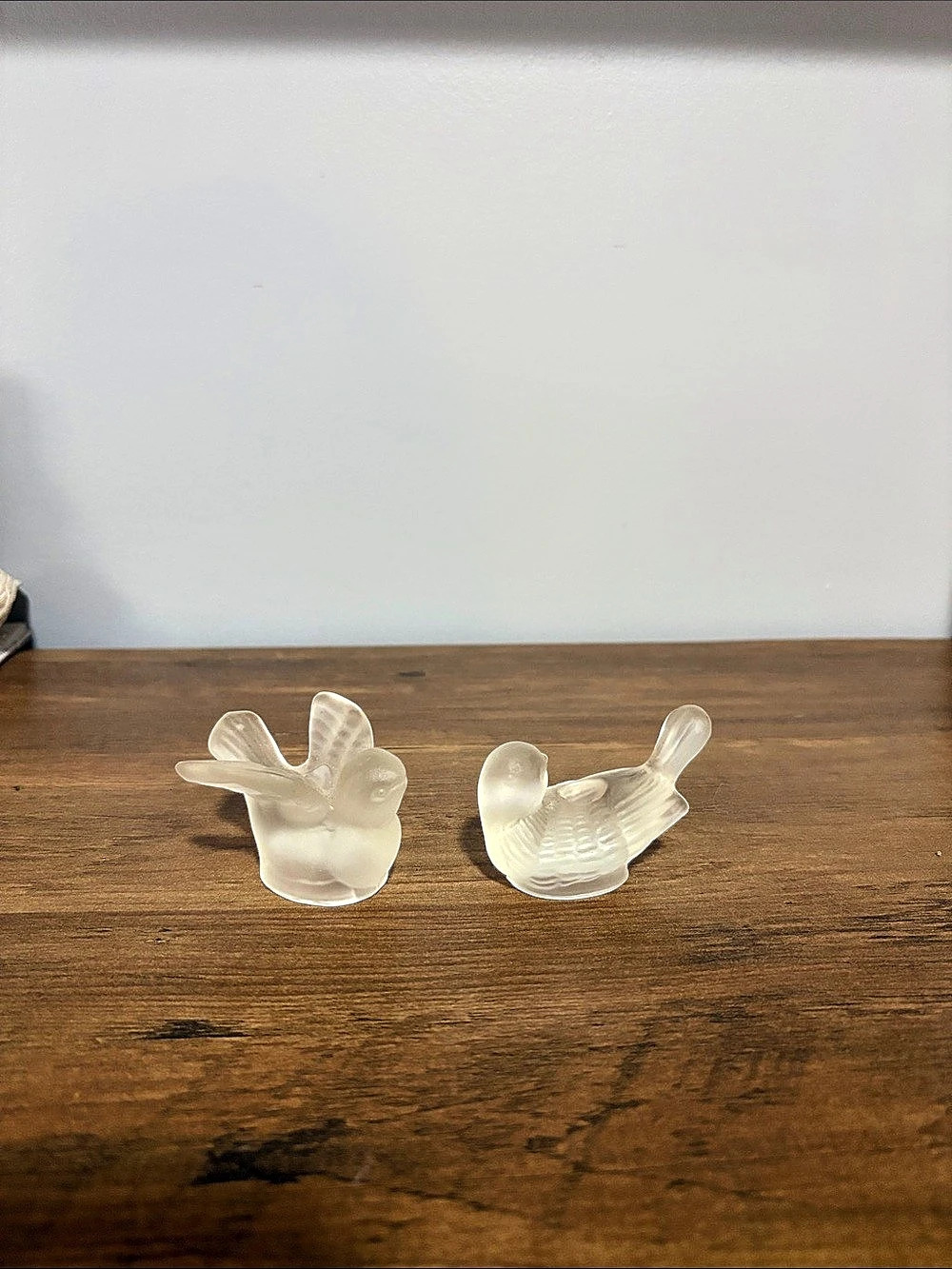 Glass Bird Figurine Set in White